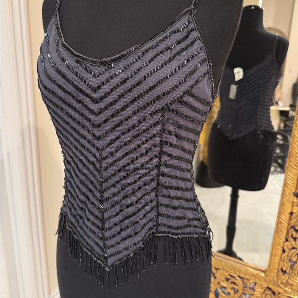 Elegant gunmetal, grey hand Beaded Women's‎ Top - Picture 2 of 3